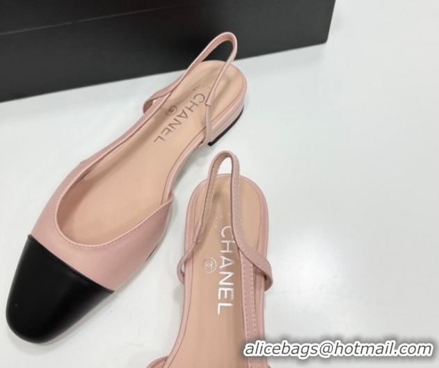 Best Price Chanel Calfskin Leather Slingbacks Flat G31319 Light Pink/Black 2026