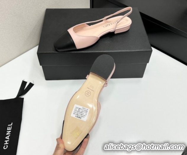Best Price Chanel Calfskin Leather Slingbacks Flat G31319 Light Pink/Black 2026