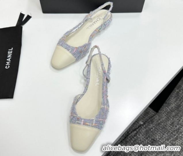 Low Cost Chanel Tweed & Grosgrain Slingbacks Flat G31319 Purple/White 2026