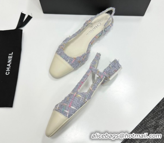 Low Cost Chanel Tweed & Grosgrain Slingbacks Flat G31319 Purple/White 2026