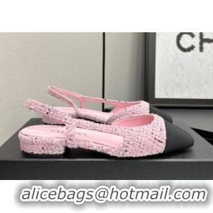 Expensive Chanel Tweed & Grosgrain Slingbacks Flat G31319 Light Pink/Black 2026