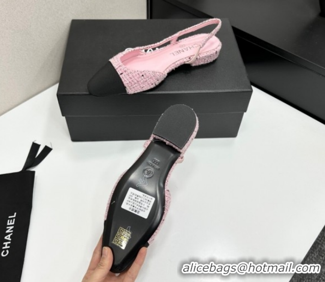 Expensive Chanel Tweed & Grosgrain Slingbacks Flat G31319 Light Pink/Black 2026