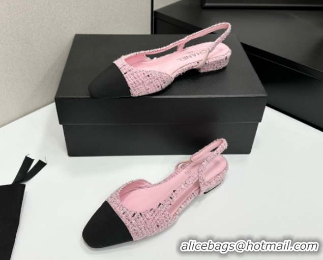 Expensive Chanel Tweed & Grosgrain Slingbacks Flat G31319 Light Pink/Black 2026