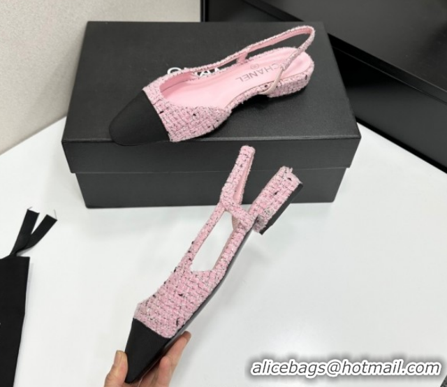 Expensive Chanel Tweed & Grosgrain Slingbacks Flat G31319 Light Pink/Black 2026