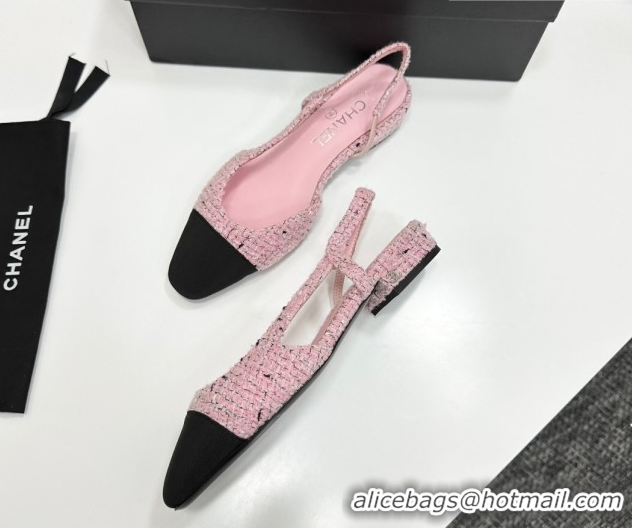 Expensive Chanel Tweed & Grosgrain Slingbacks Flat G31319 Light Pink/Black 2026