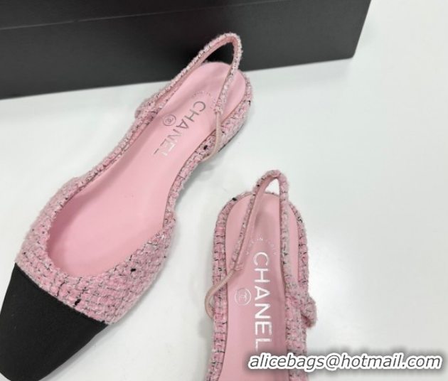 Expensive Chanel Tweed & Grosgrain Slingbacks Flat G31319 Light Pink/Black 2026