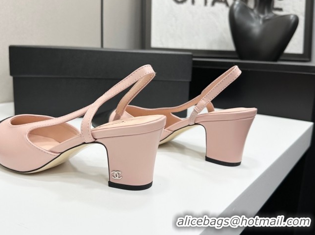 Shop Cheap Chanel Calfskin Leather Slingbacks Pump 6.5cm G31318 Light Pink/Black 2026