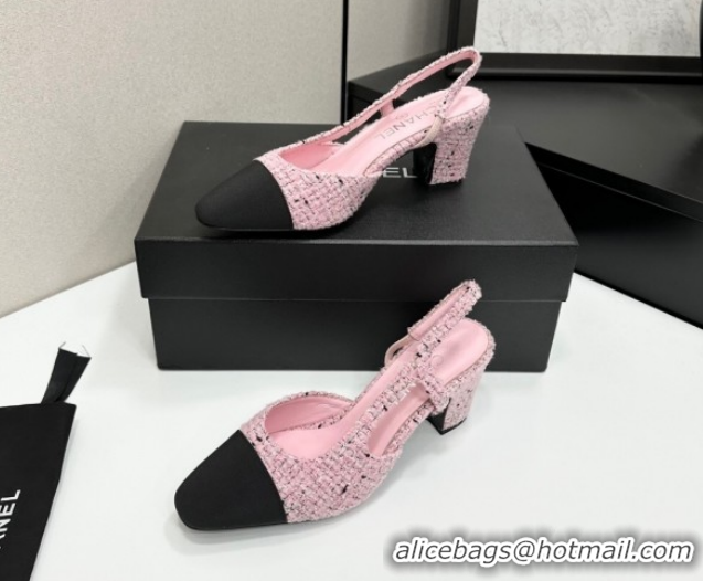 Good Product Chanel Tweed & Grosgrain Slingbacks Pump 6.5cm G31318 Light Pink/Black 2026