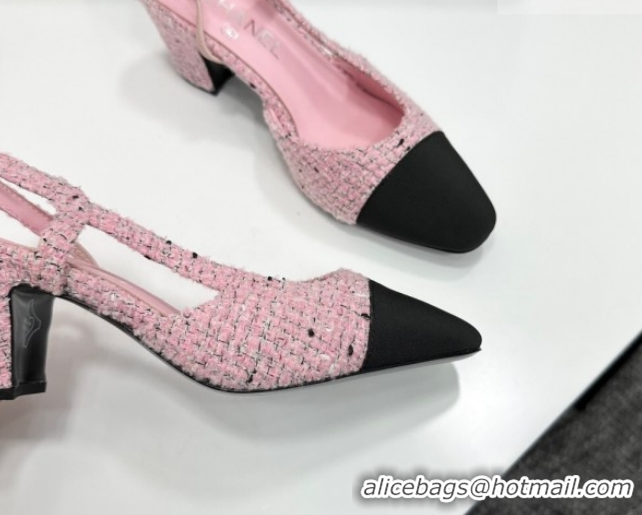 Good Product Chanel Tweed & Grosgrain Slingbacks Pump 6.5cm G31318 Light Pink/Black 2026