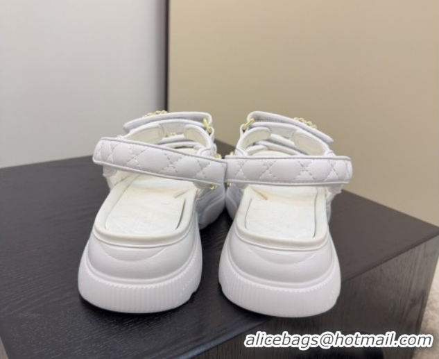 Classic Hot Chanel Shiny Calfskin Platform Sandals 5.5cm G46293 White 2026