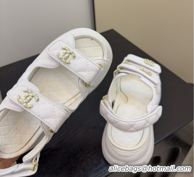 Classic Hot Chanel Shiny Calfskin Platform Sandals 5.5cm G46293 White 2026