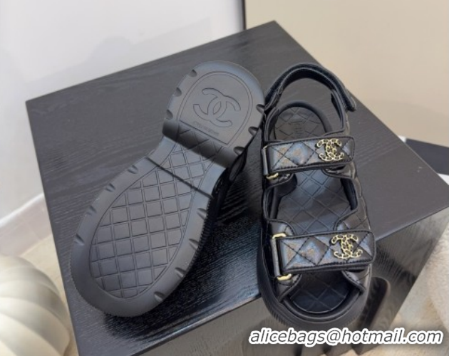 Charming Chanel Shiny Calfskin Platform Sandals 5.5cm G46293 Black 2026