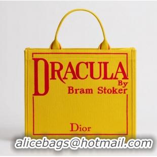 Grade Design Dior Medium Dior Book Tote with Strap 2991 Yellow and Red Book Cover Embroidery