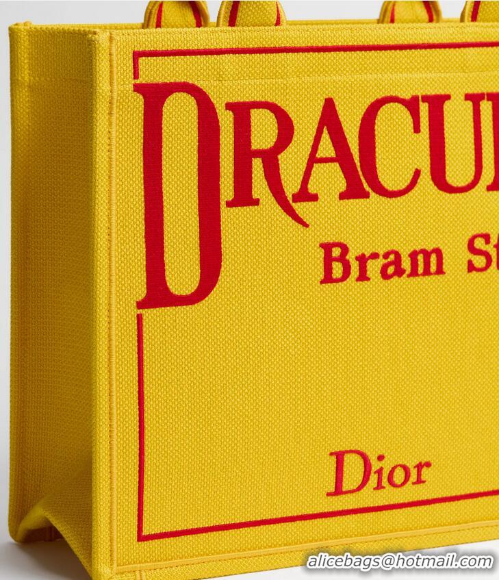 Grade Design Dior Medium Dior Book Tote with Strap 2991 Yellow and Red Book Cover Embroidery