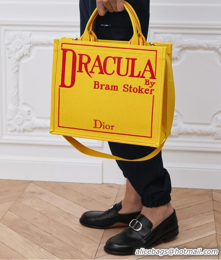 Grade Design Dior Medium Dior Book Tote with Strap 2991 Yellow and Red Book Cover Embroidery