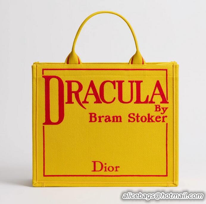 Grade Design Dior Medium Dior Book Tote with Strap 2991 Yellow and Red Book Cover Embroidery