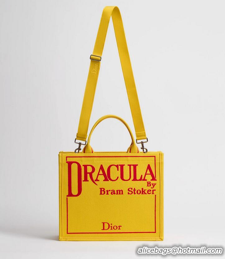 Grade Design Dior Medium Dior Book Tote with Strap 2991 Yellow and Red Book Cover Embroidery