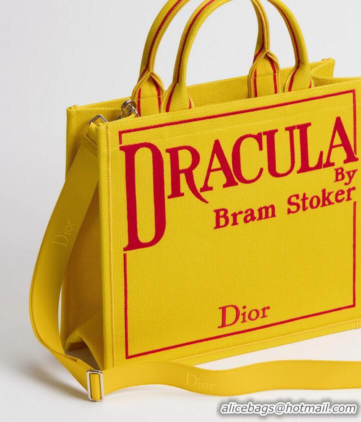 Grade Design Dior Medium Dior Book Tote with Strap 2991 Yellow and Red Book Cover Embroidery