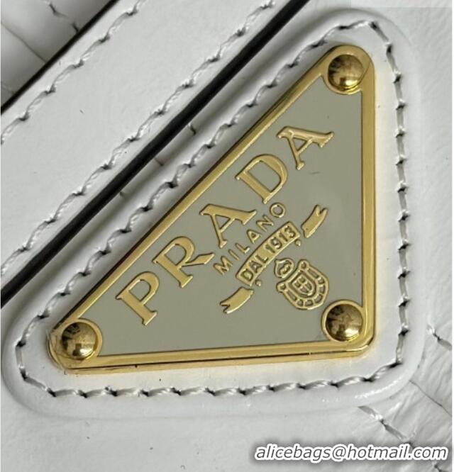 Original Cheap Prada Bonnie medium leather handbag 1BA426 White 2025