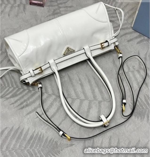 Original Cheap Prada Bonnie medium leather handbag 1BA426 White 2025