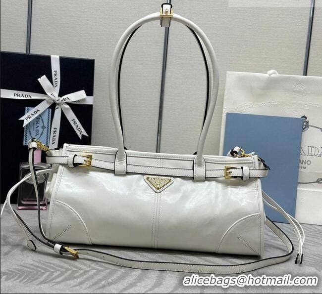 Original Cheap Prada Bonnie medium leather handbag 1BA426 White 2025