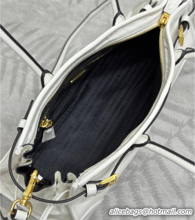 Original Cheap Prada Bonnie medium leather handbag 1BA426 White 2025