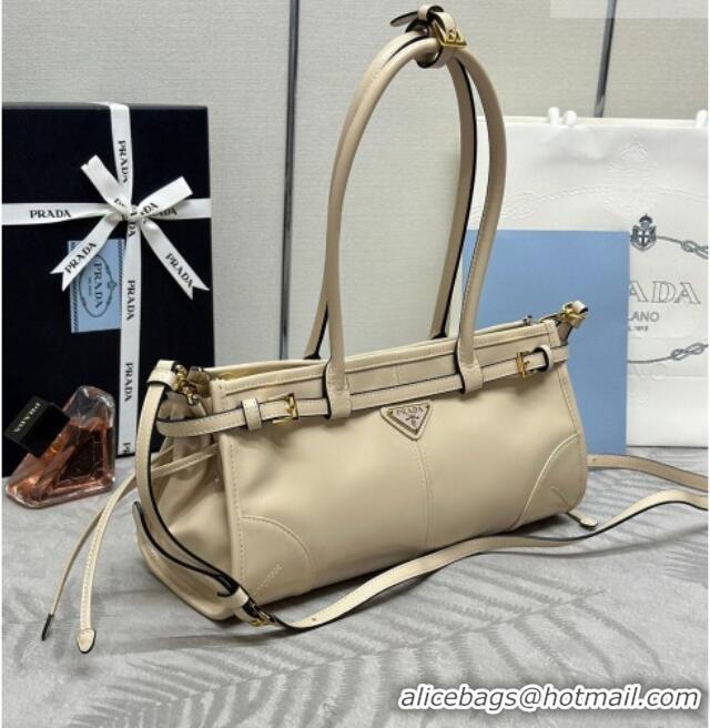 Affordable Price Prada Bonnie medium leather handbag 1BA426 Light Beige 2025