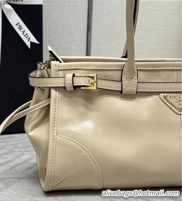 Affordable Price Prada Bonnie medium leather handbag 1BA426 Light Beige 2025