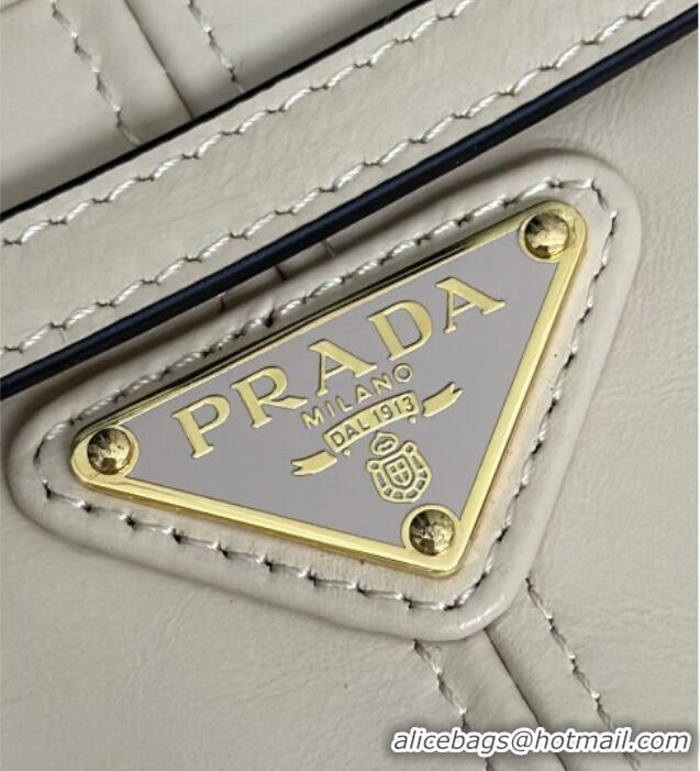 Affordable Price Prada Bonnie medium leather handbag 1BA426 Light Beige 2025