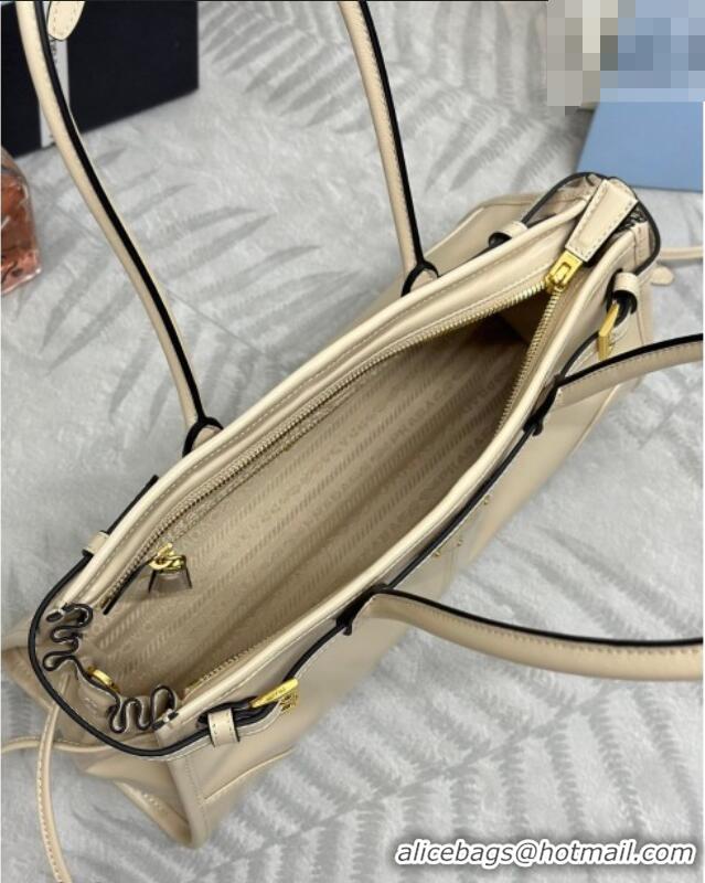 Affordable Price Prada Bonnie medium leather handbag 1BA426 Light Beige 2025