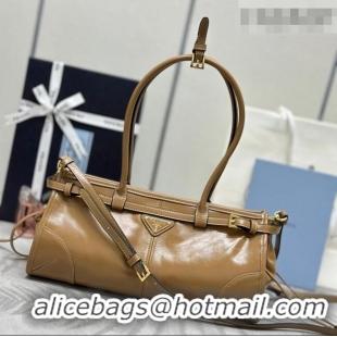 Top Quality Prada Bonnie medium leather handbag 1BA426 Caramel 2025