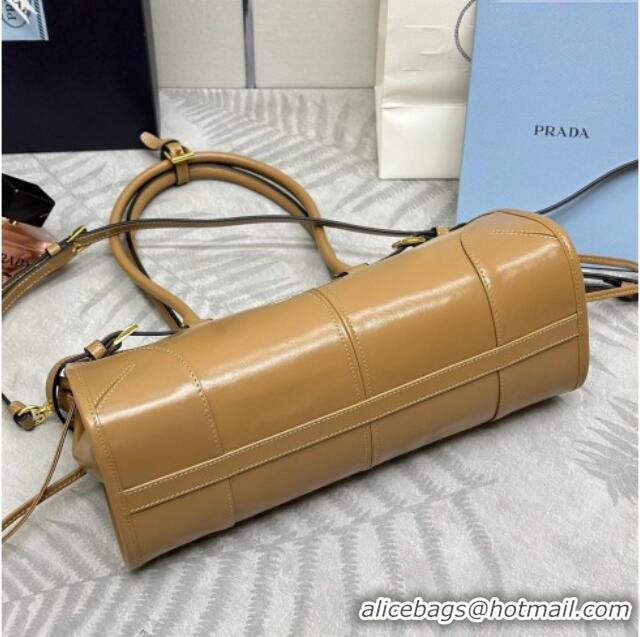 Top Quality Prada Bonnie medium leather handbag 1BA426 Caramel 2025