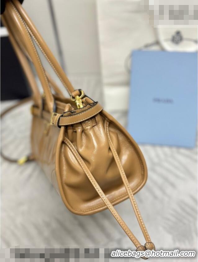 Top Quality Prada Bonnie medium leather handbag 1BA426 Caramel 2025
