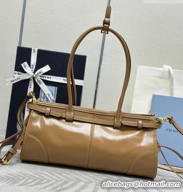 Top Quality Prada Bonnie medium leather handbag 1BA426 Caramel 2025