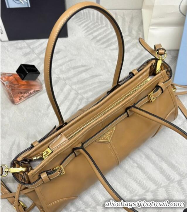 Top Quality Prada Bonnie medium leather handbag 1BA426 Caramel 2025