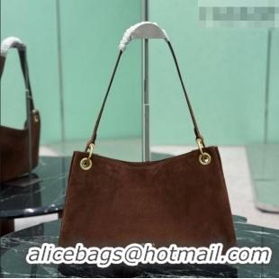 Famous Brand Prada Etude large suede shoulder bag 3008 Cocoa Brown 2026