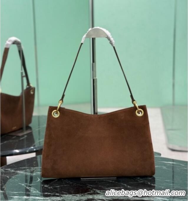 Famous Brand Prada Etude large suede shoulder bag 3008 Cocoa Brown 2026