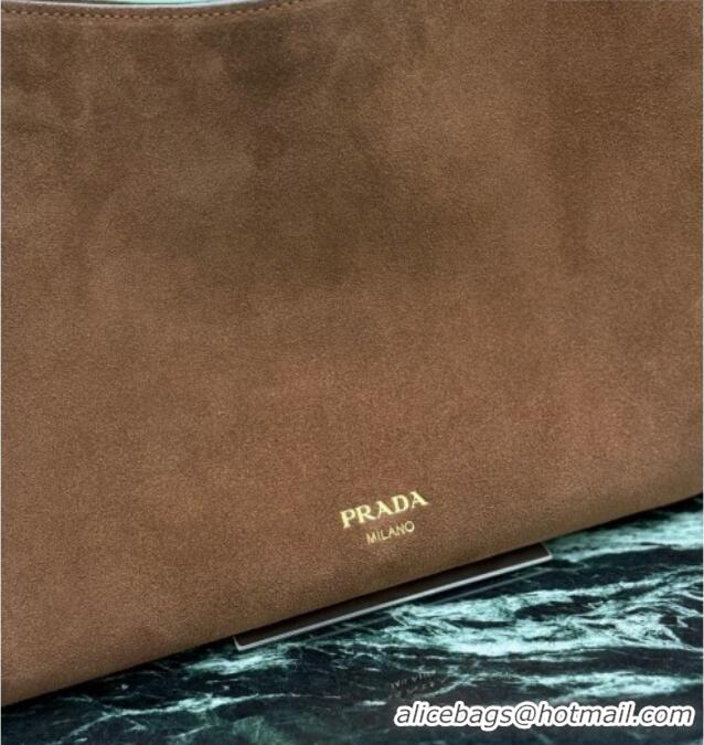 Famous Brand Prada Etude large suede shoulder bag 3008 Cocoa Brown 2026