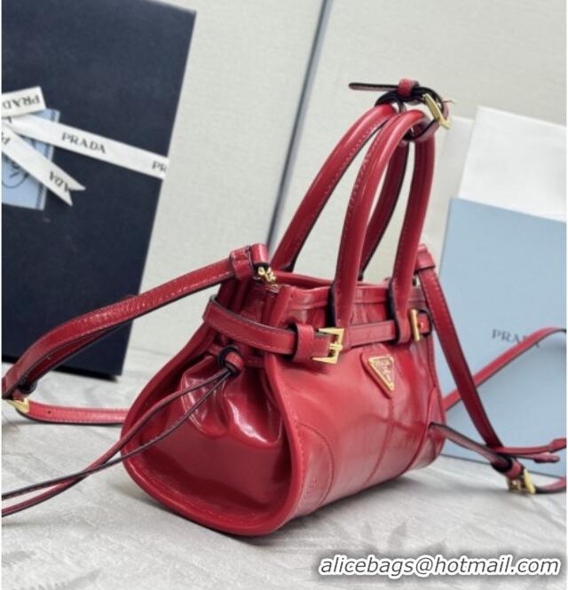 Unique Discount Prada Bonnie mini leather handbag 1BA486 Red 2025