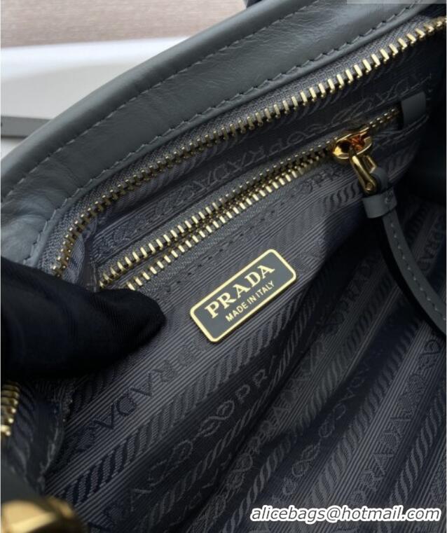 Well Crafted Prada Bonnie mini leather handbag 1BA486 Grey 2025