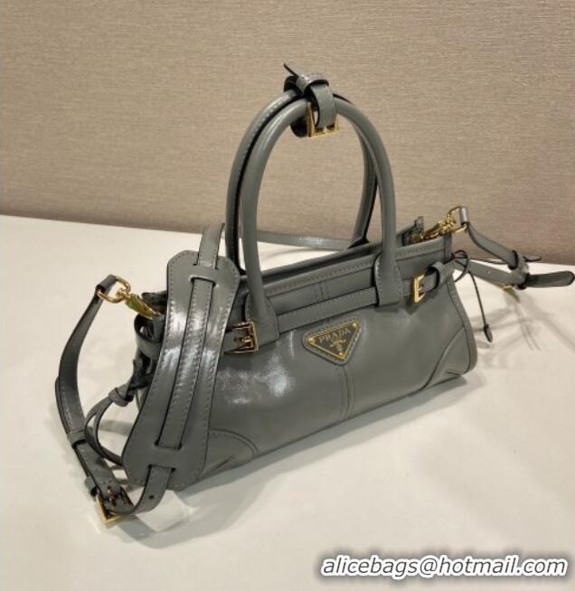 Well Crafted Prada Bonnie mini leather handbag 1BA486 Grey 2025