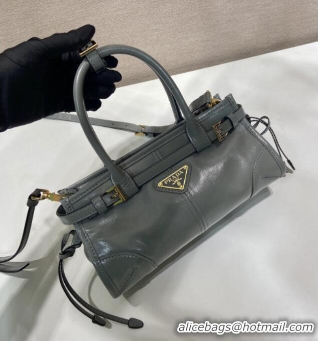 Well Crafted Prada Bonnie mini leather handbag 1BA486 Grey 2025