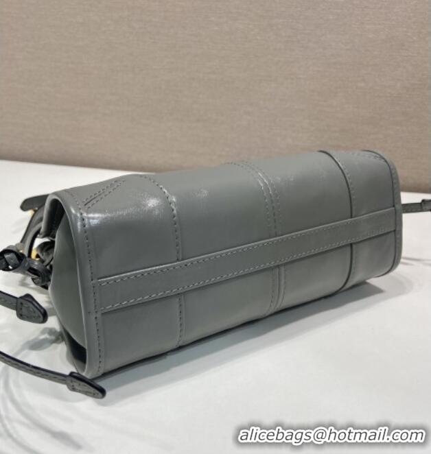 Well Crafted Prada Bonnie mini leather handbag 1BA486 Grey 2025
