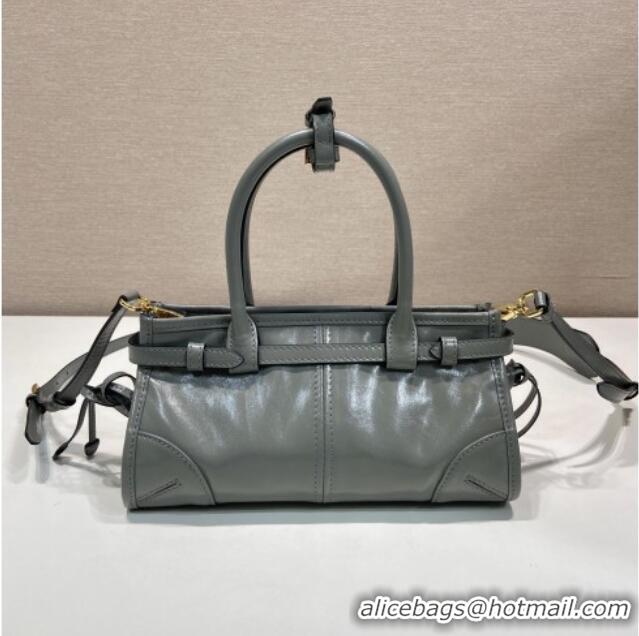 Well Crafted Prada Bonnie mini leather handbag 1BA486 Grey 2025