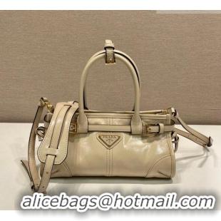 Top Design Prada Bonnie mini leather handbag 1BA486 Beige 2025