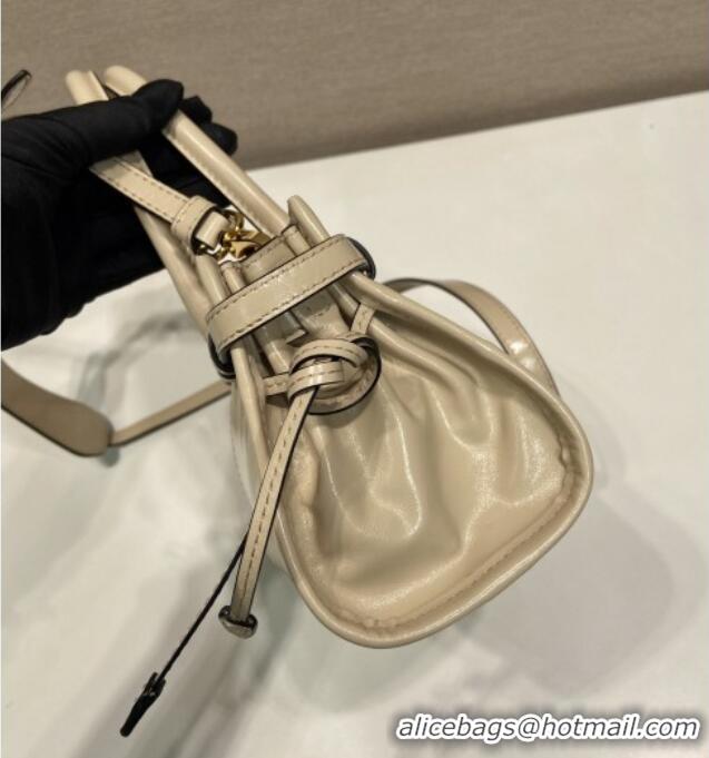 Top Design Prada Bonnie mini leather handbag 1BA486 Beige 2025