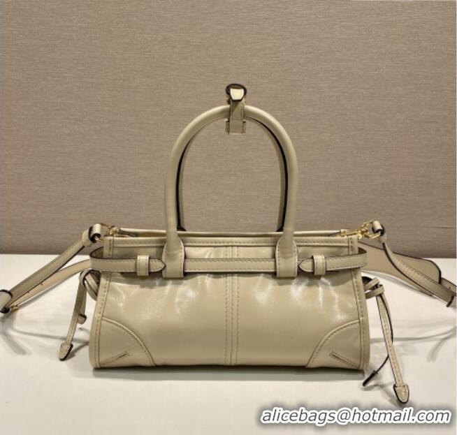 Top Design Prada Bonnie mini leather handbag 1BA486 Beige 2025