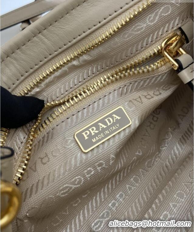 Top Design Prada Bonnie mini leather handbag 1BA486 Beige 2025