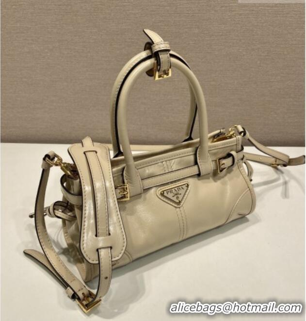 Top Design Prada Bonnie mini leather handbag 1BA486 Beige 2025
