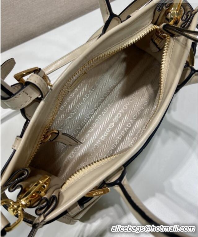 Top Design Prada Bonnie mini leather handbag 1BA486 Beige 2025